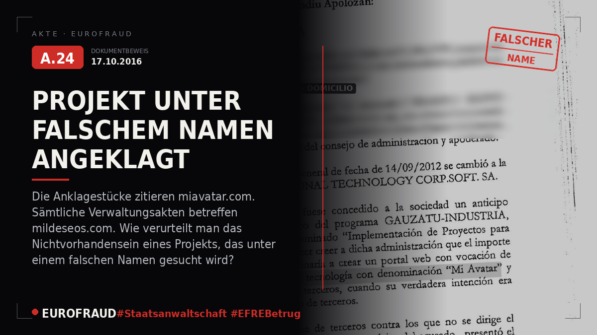 Verfälschung des echten Projektnamens durch die Staatsanwaltschaft zur Irreführung