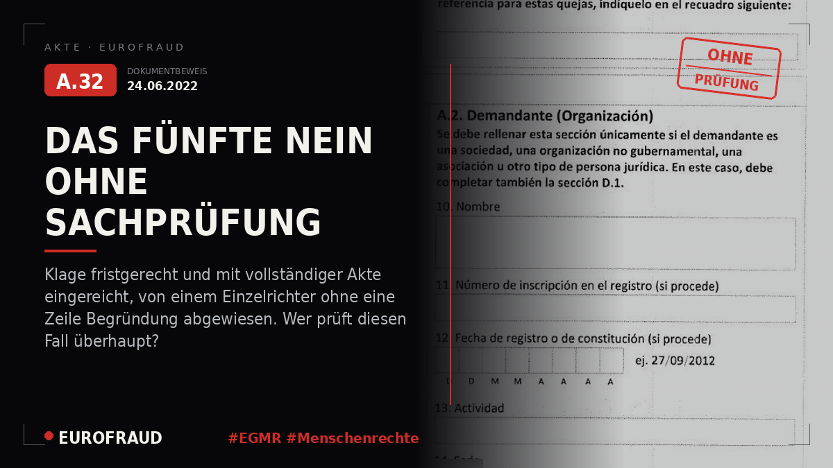 Beschwerde vor dem Europäischen Gerichtshof für Menschenrechte am 24. Juni 2022 und Nichtzulassungsbeschluss