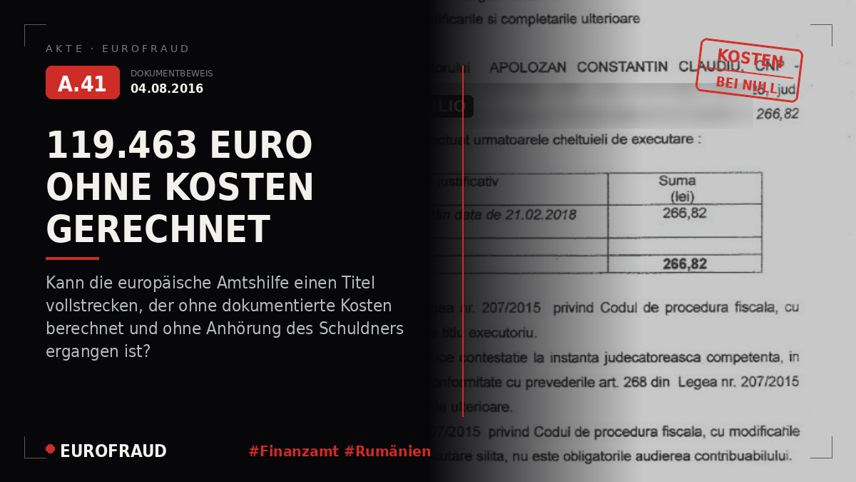 Unterlagen zu den von der AEAT in Rumänien erlassenen Pfändungen