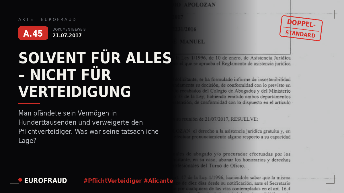 Verweigerung der Prozesskostenhilfe für das Ermittlungsgericht Nr. 3 von Alicante