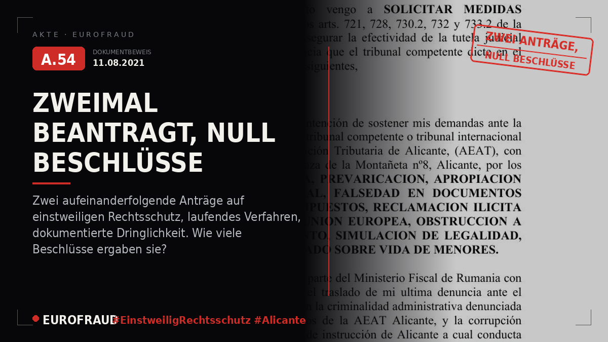 Antrag auf einstweilige Maßnahmen vor dem Gericht von Alicante