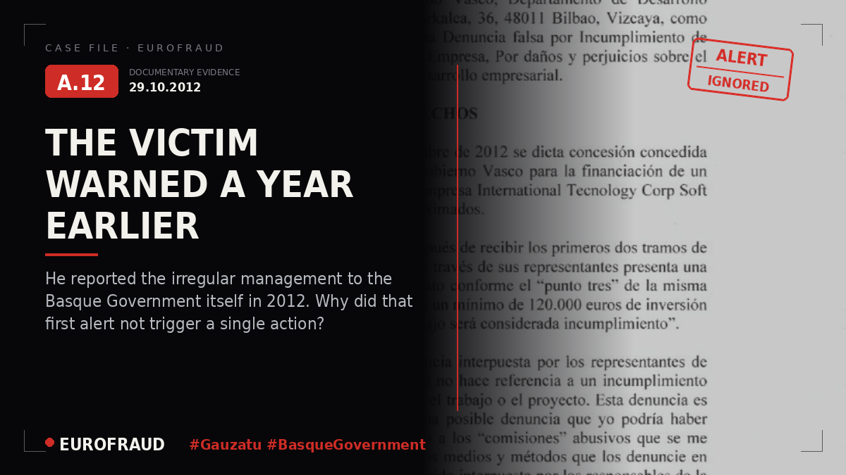 Complaint against the SPRI Bilbao and the Deputy Minister for Industry
