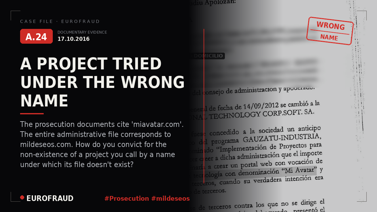 Falsification of the project's real name by the Prosecutor's Office to mislead