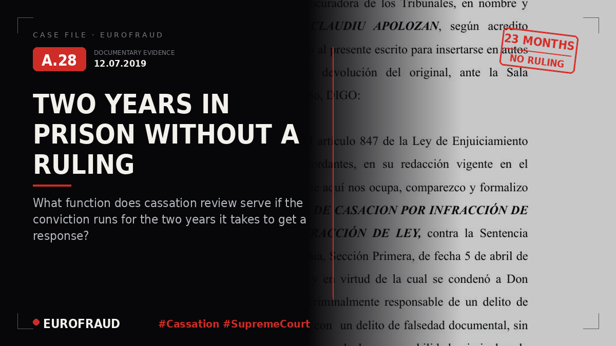 Cassation appeal, of 12 July 2019, filed on behalf of the applicant