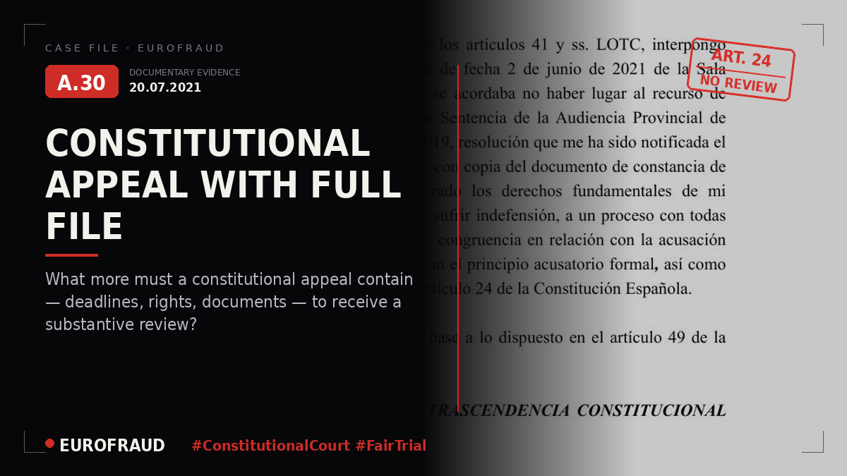 Constitutional appeal before the Constitutional Court filed on 20 July 2021