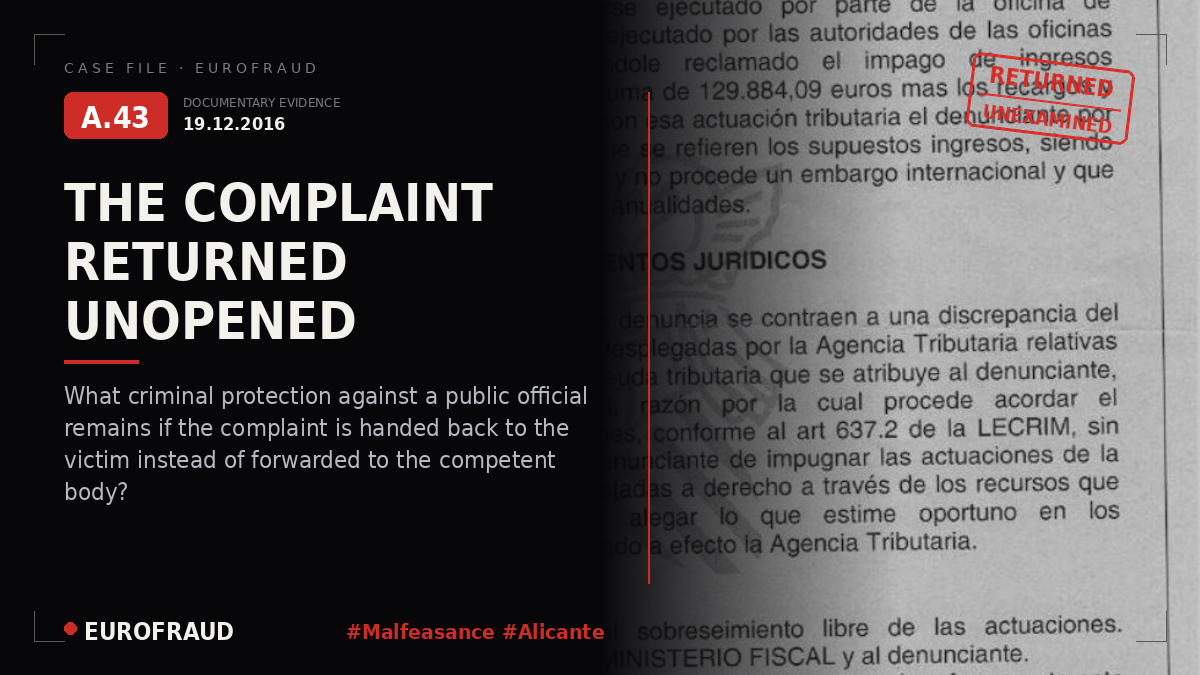 Complaint and Orders of Investigating Court No. 3 of Alicante