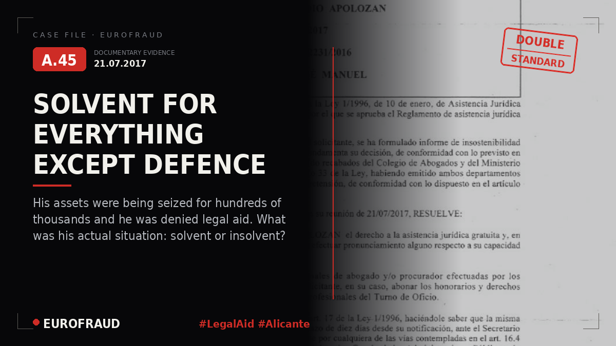 Denial of Legal Aid for Investigating Court No. 3 of Alicante