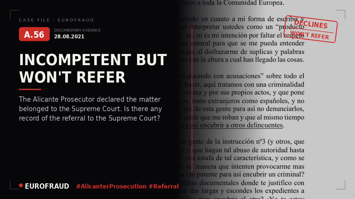 Complaint before the Alicante Prosecutor's Office against Investigating Court No. 3