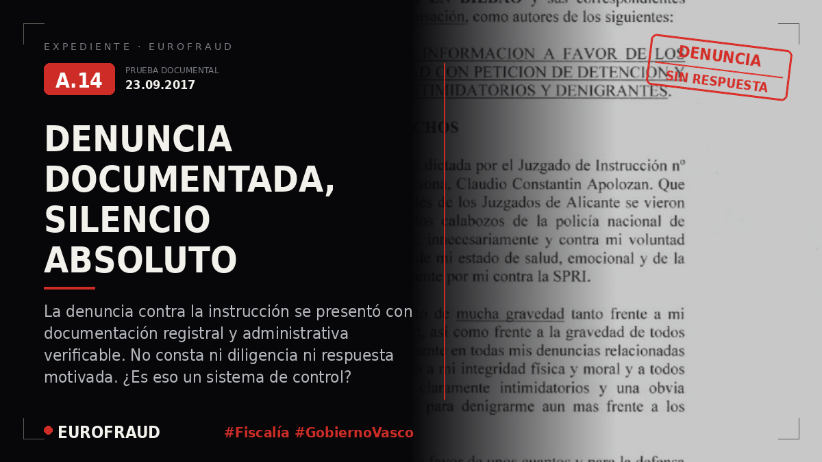 Denuncia contra la Instrucción 8 y la Fiscalía de Bilbao
