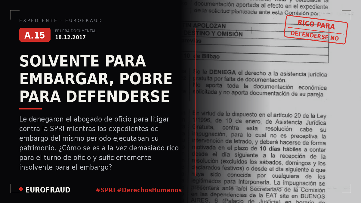 Denegación de Justicia Gratuita en Bilbao relativa a la SPRI