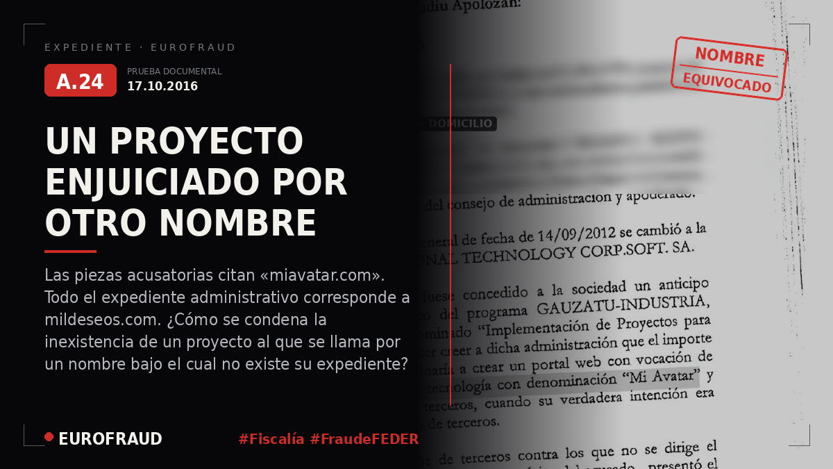 Falsificación del nombre real del proyecto por parte de la Fiscalía para inducir en error