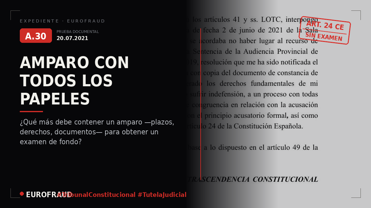 Recurso de Amparo ante el Tribunal Constitucional presentado el 20 de julio de 2021