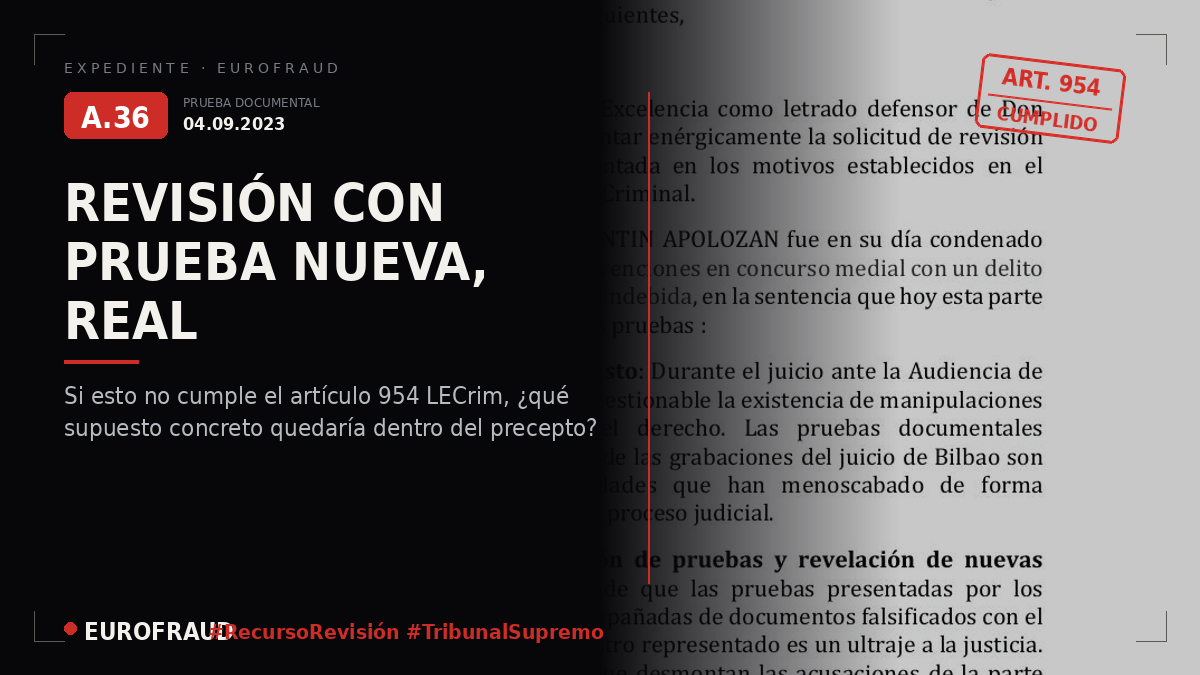Solicitud para el recurso de Revisión ante el Tribunal Supremo del 4 de septiembre 2023