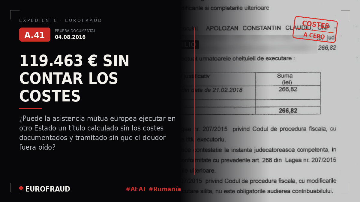 Documentación relativa a los Embargos emitidos por la AEAT en Rumanía