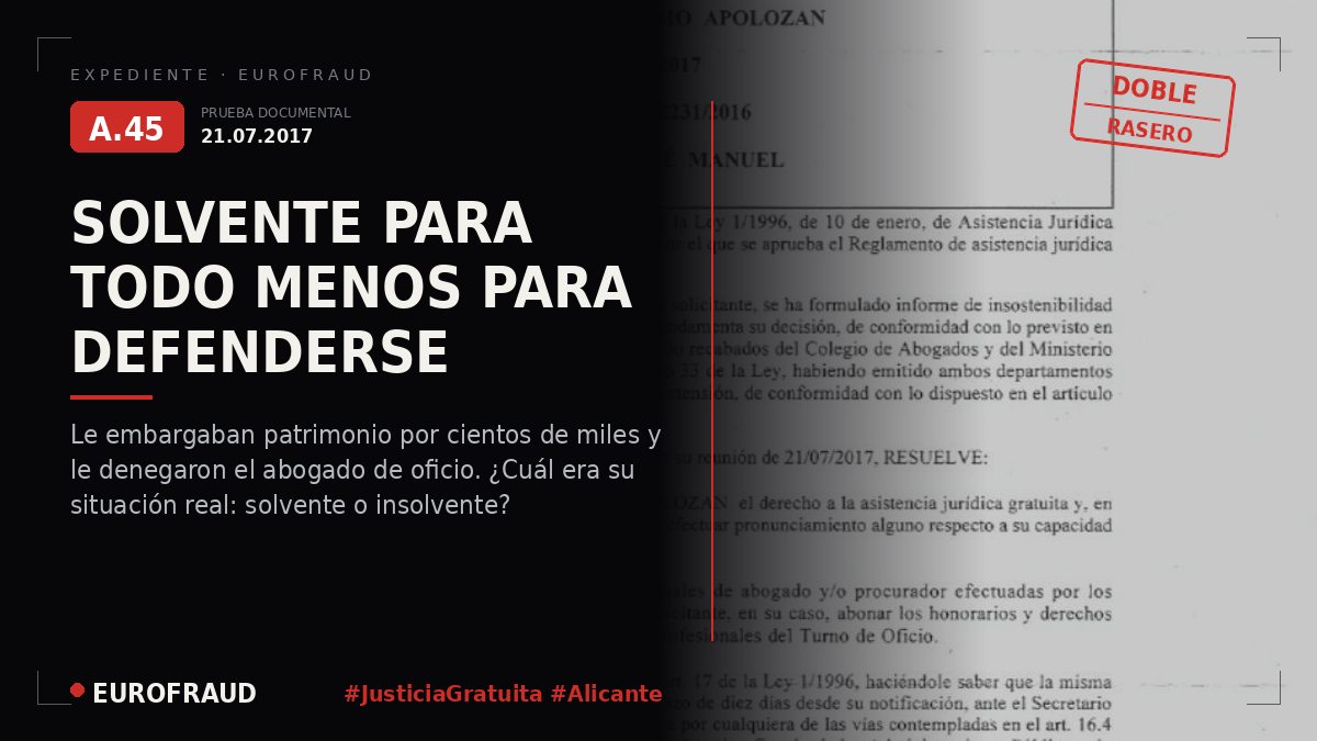 Denegación de Justicia Gratuita para la Instrucción nº3 Alicante
