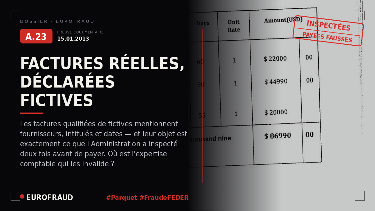 Documentation relative aux factures authentiques traitées comme fausses par le parquet de Bilbao