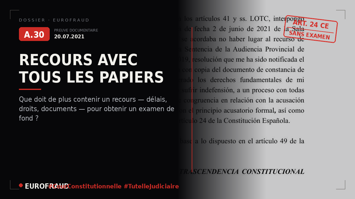 Recours d'amparo devant le Tribunal constitutionnel formé le 20 juillet 2021