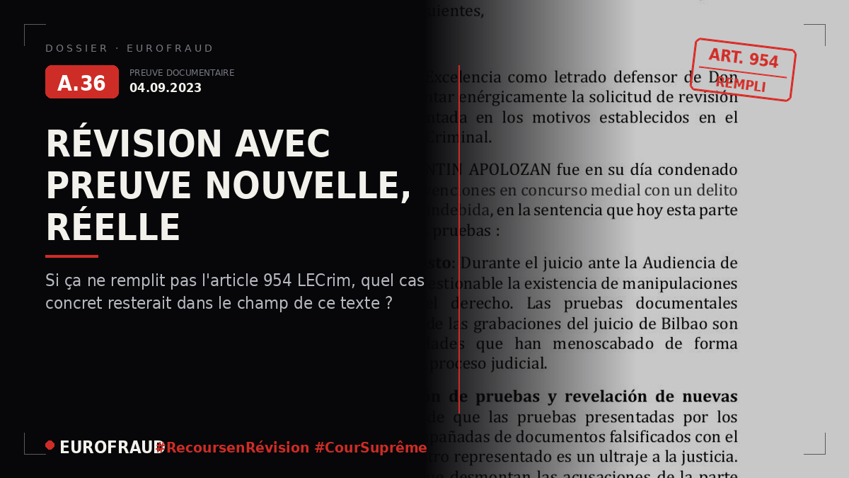Demande de pourvoi en révision devant le Tribunal suprême du 4 septembre 2023