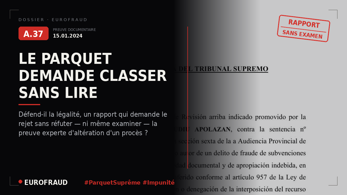 Demande de non-admission par le parquet du Tribunal suprême du 15 janvier 2024