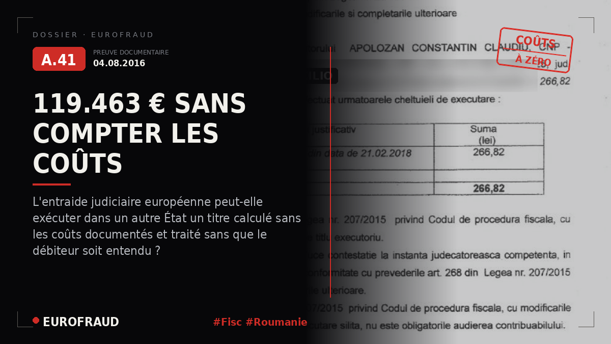 Documentation relative aux saisies émises par l'AEAT en Roumanie