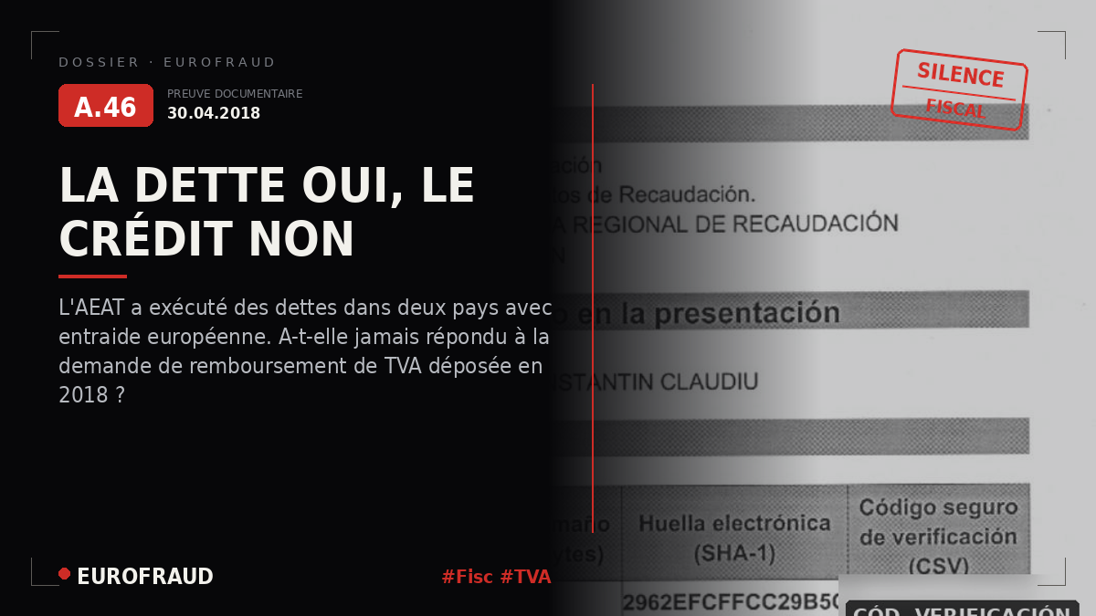 Demande d'assistance et de remboursement de TVA devant l'AEAT
