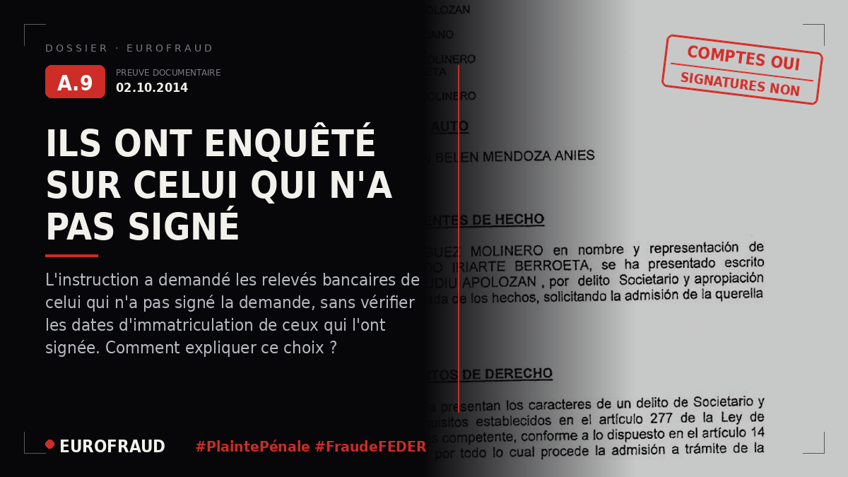 Documentation relative aux actes accomplis au tribunal d'instruction nº 8 de Bilbao