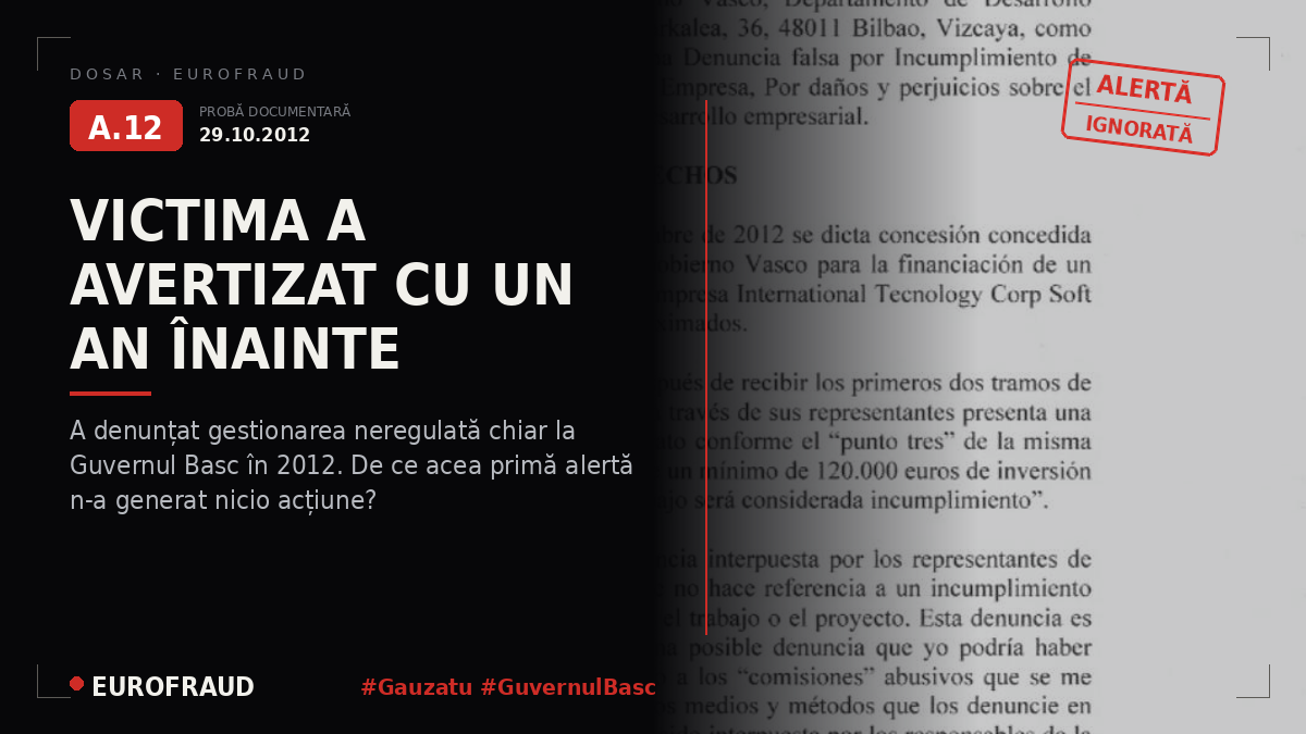 Plângere împotriva SPRI Bilbao și a Viceministrului Industriei