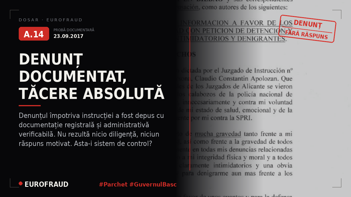 Plângere împotriva Curții de instrucție nr. 8 și a Parchetului din Bilbao