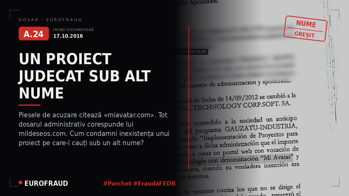 Falsificarea numelui real al proiectului de către Parchet pentru a induce în eroare