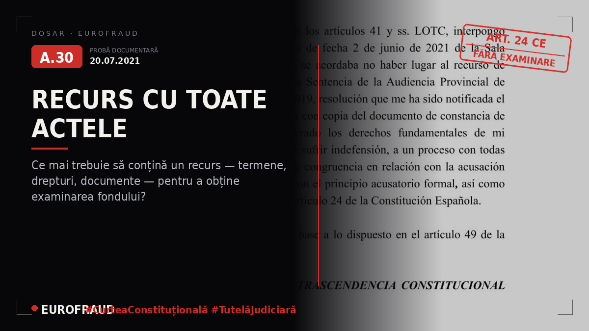 Recurs de amparo în fața Curții Constituționale formulat la 20 iulie 2021
