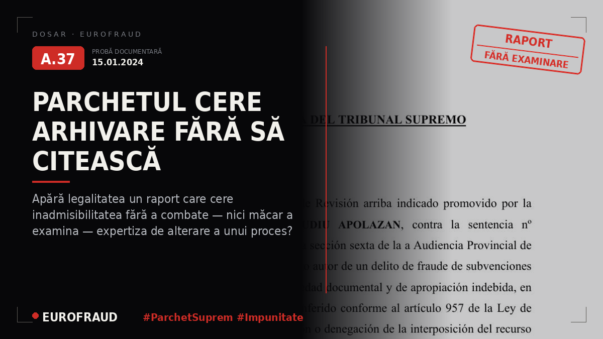Cerere de neadmitere de către Parchetul Curții Supreme din 15 ianuarie 2024
