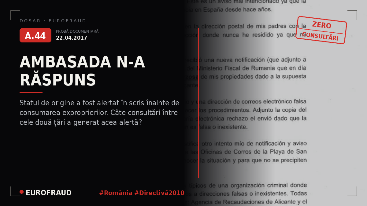 Comunicări cu Ambasada României privind sechestrele