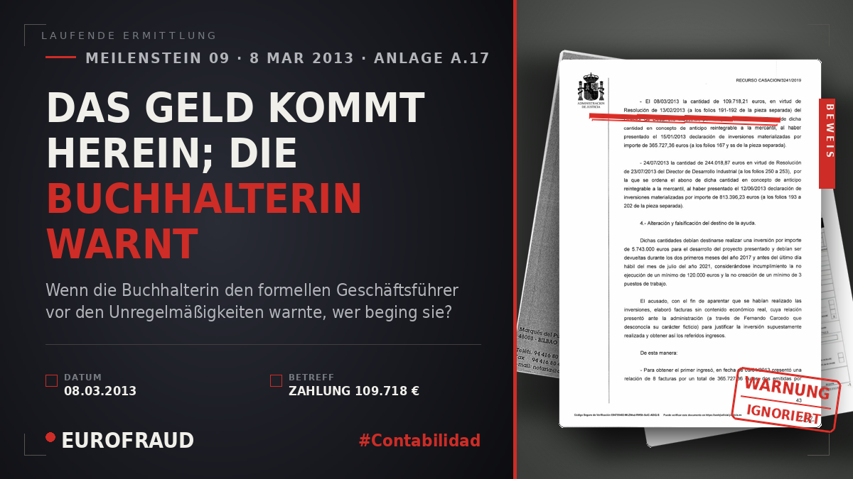 DAS GELD KOMMT HEREIN; DIE BUCHHALTERIN WARNT