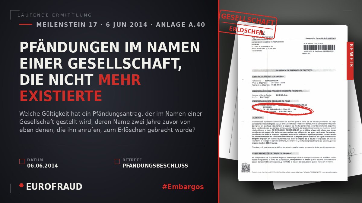 PFÄNDUNGEN IM NAMEN EINER GESELLSCHAFT, DIE NICHT MEHR EXISTIERTE