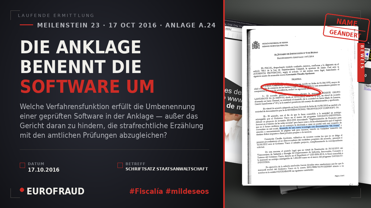 DIE ANKLAGE BENENNT DIE SOFTWARE UM