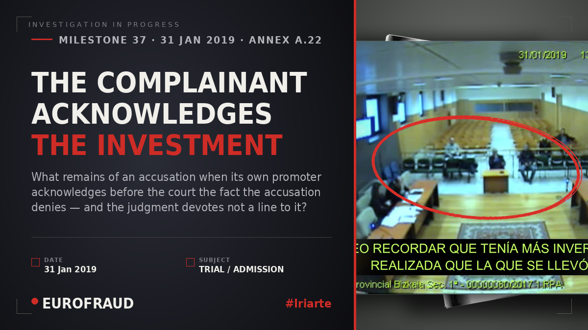 THE COMPLAINANT ACKNOWLEDGES THE INVESTMENT