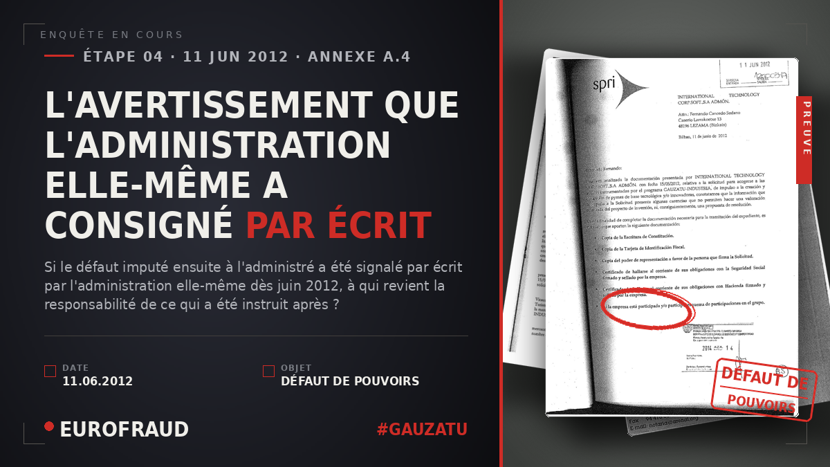 L'AVERTISSEMENT QUE L'ADMINISTRATION ELLE-MÊME A CONSIGNÉ PAR ÉCRIT