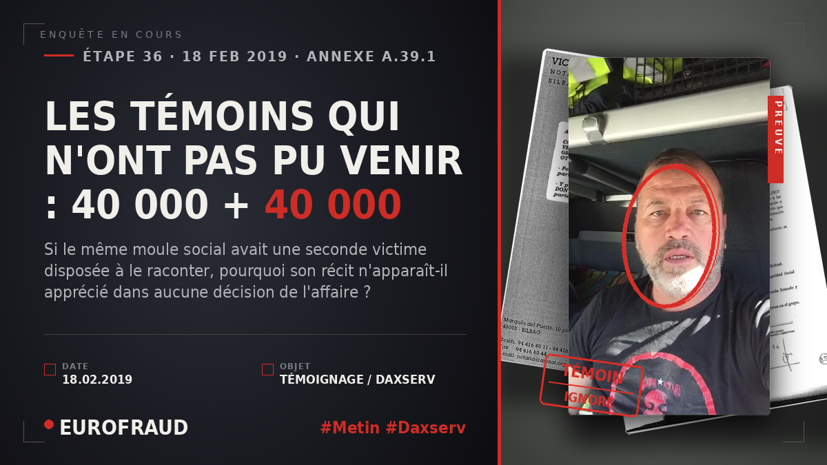 LES TÉMOINS QUI N'ONT PAS PU VENIR : 40 000 + 40 000