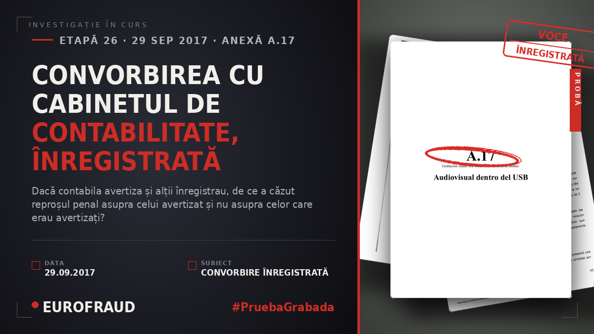 CONVORBIREA CU CABINETUL DE CONTABILITATE, ÎNREGISTRATĂ